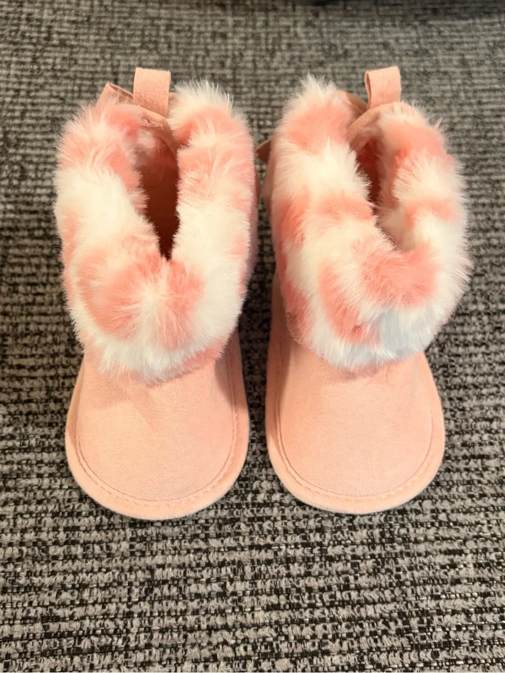 Cozy Faux Fur Baby Booties - Pink & Chestnut